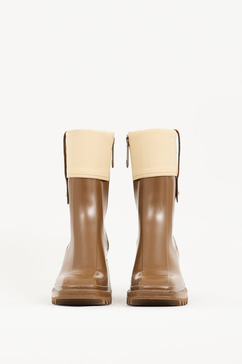 Chloé Brown Rubber & Canvas Betty Boot