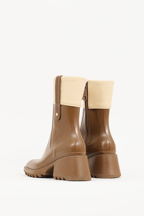 Chloé Brown Rubber & Canvas Betty Boot