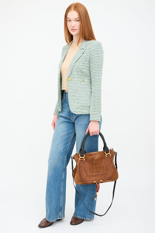 Chloé Brown Suede & Black Leather Marcie Top Handle Bag