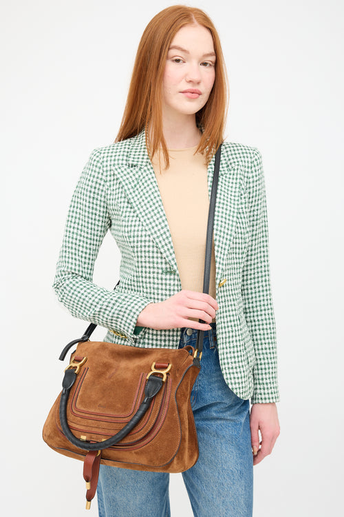 Chloé Brown Suede & Black Leather Marcie Top Handle Bag