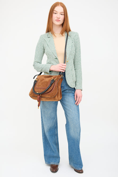 Chloé Brown Suede & Black Leather Marcie Top Handle Bag