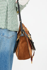 Chloé Brown Suede & Black Leather Marcie Top Handle Bag