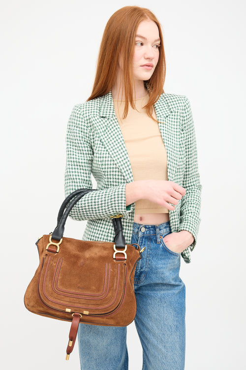 Chloé Brown Suede & Black Leather Marcie Top Handle Bag