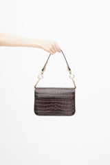 Chloé Brown Textured Small C Double Carry Crossbody Bag