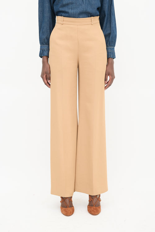 Chloé Brown Wide Leg Pleated Trouser