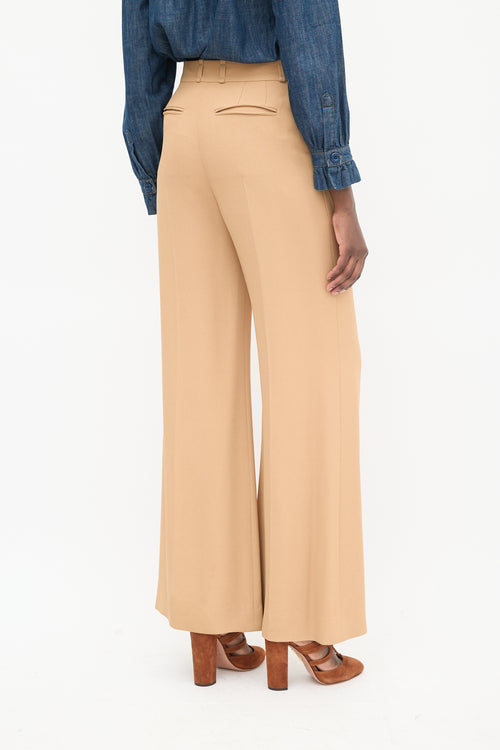 Chloé Brown Wide Leg Pleated Trouser