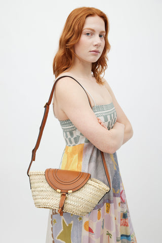 Chloé Brown Woven Marcie Shoulder Bag