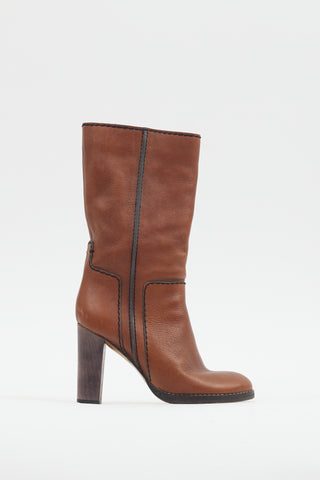 Chloé Brown Leather Heeled Boot