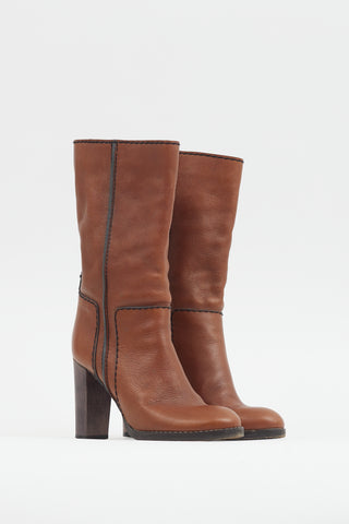 Chloé Brown Leather Heeled Boot