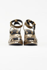 Chloé Brown & Cream Textured Leather Daisy Heel