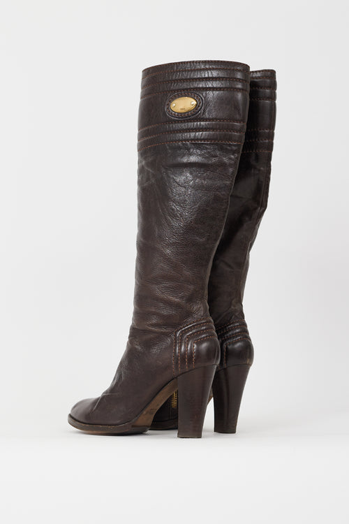 Chloé Brown Leather Knee High Riding Boot