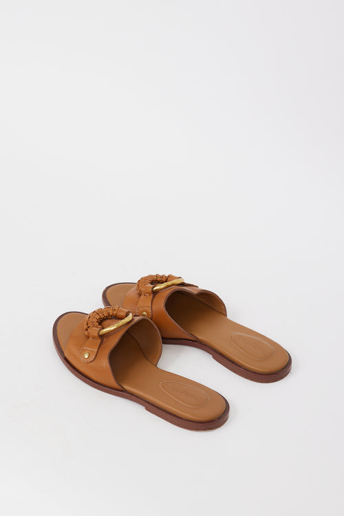 See by Chloé Brown Leather Hana Slide