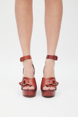Chloé Burgundy Leather Kingsley Platform Heel
