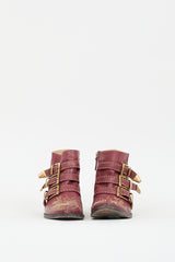 Chloé Burgundy Leather Susanna Studded Ankle Boot