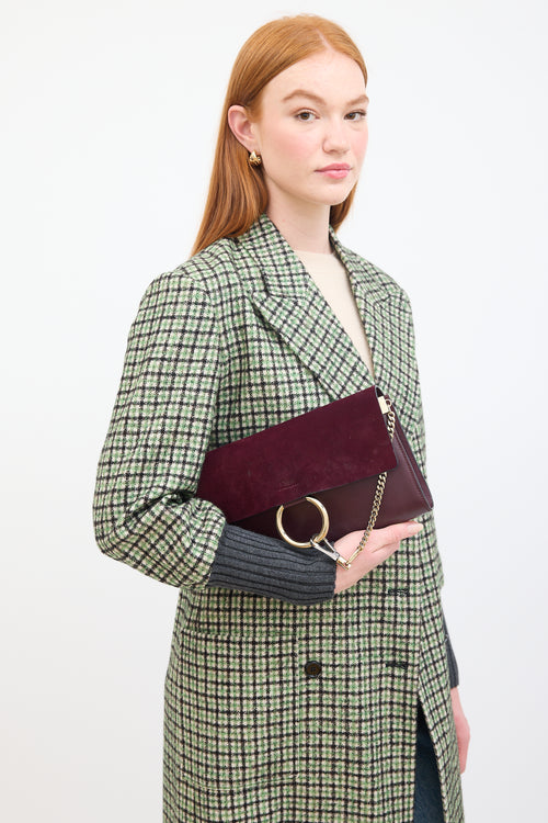 Chloé Burgundy Leather & Suede Faye Clutch