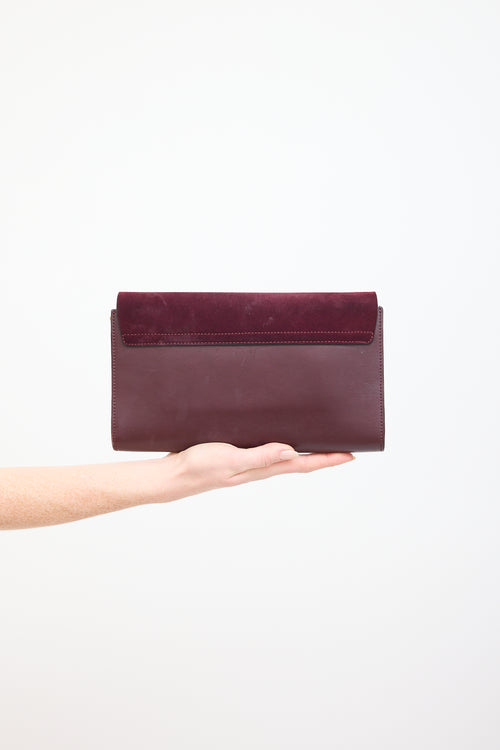 Chloé Burgundy Leather & Suede Faye Clutch