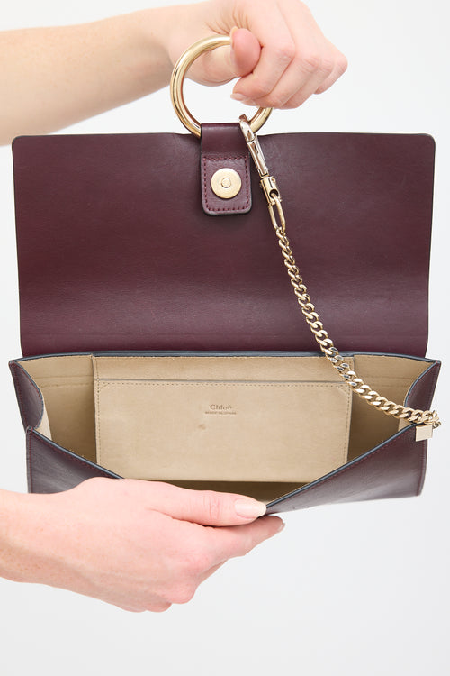 Chloé Burgundy Leather & Suede Faye Clutch