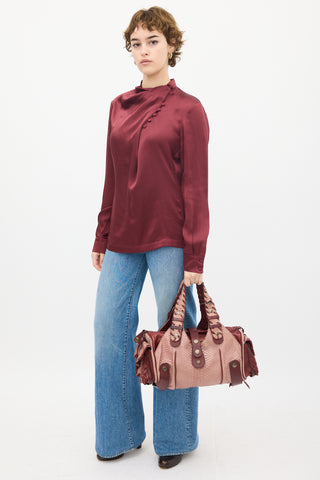 Chloé Burgundy Textured Leather Silverado Bag