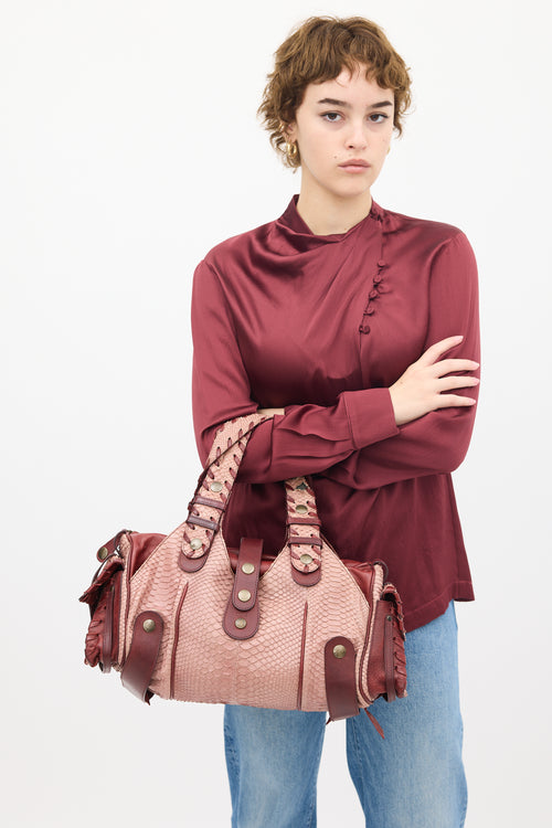 Chloé Burgundy Textured Leather Silverado Bag