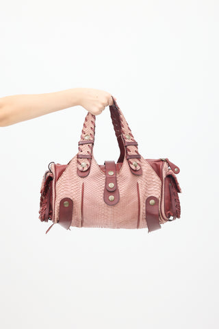 Chloé Burgundy Textured Leather Silverado Bag