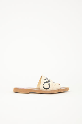 Chloé Canvas Woody Logo Slide