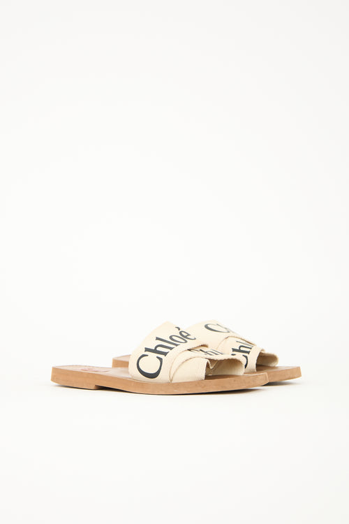 Chloé Canvas Woody Logo Slide