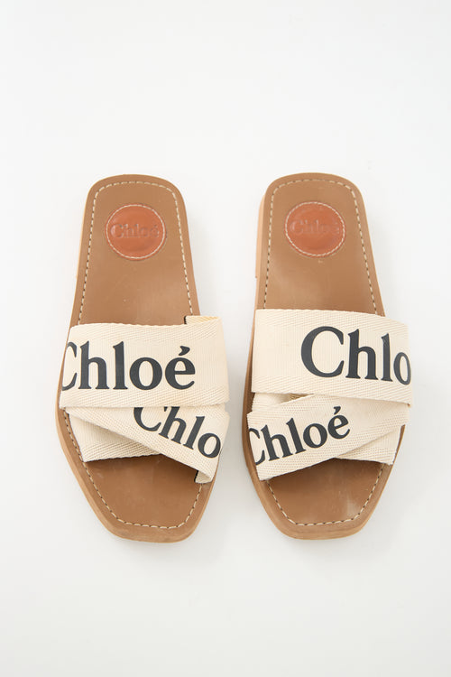 Chloé Canvas Woody Logo Slide