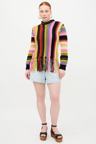 Chloé Cashmere Striped Fringe Sweater