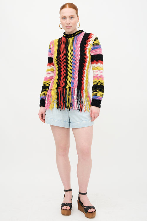 Chloé Cashmere Striped Fringe Sweater