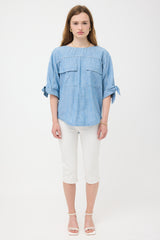 Chloé Chambray Patch Pocket Blouse