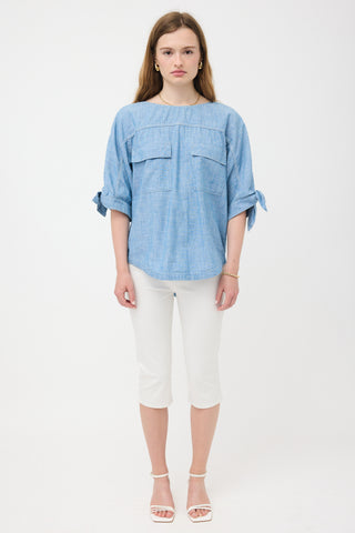 Chloé Chambray Patch Pocket Blouse