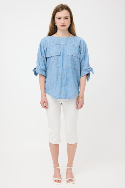 Chloé Chambray Patch Pocket Blouse