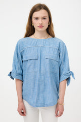 Chloé Chambray Patch Pocket Blouse