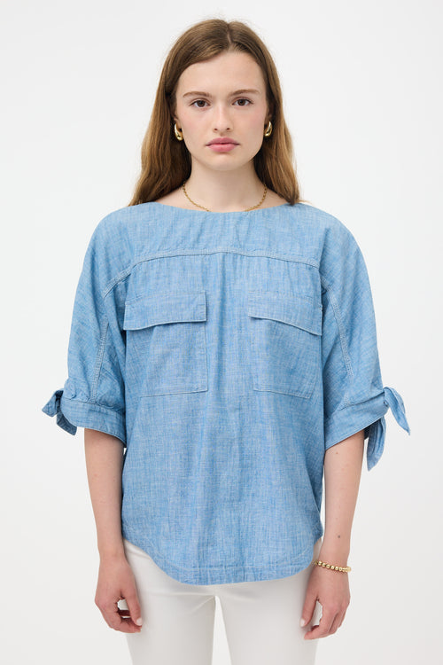 Chloé Chambray Patch Pocket Blouse