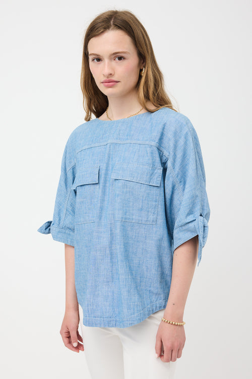 Chloé Chambray Patch Pocket Blouse