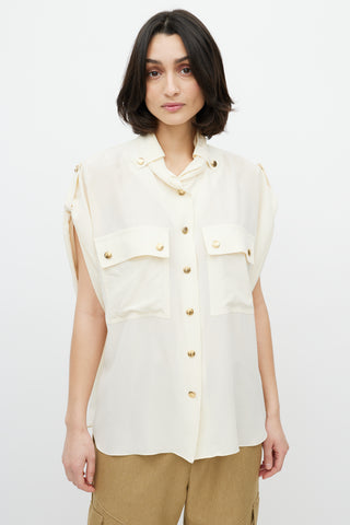 Chloé Cream & Gold Button Shirt