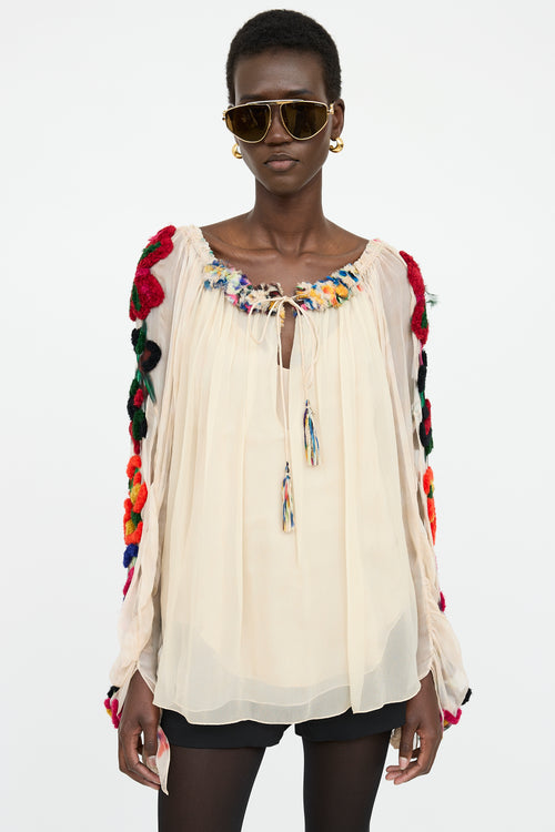 Chloé Silk Appliqué Blouse