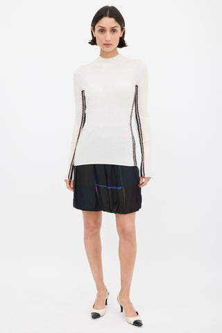 Chloé Cream & Multicolour Crochet Stripe Top