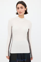 Chloé Cream & Multicolour Crochet Stripe Top