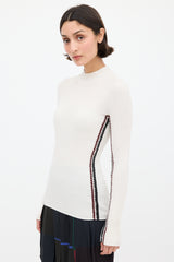 Chloé Cream & Multicolour Crochet Stripe Top