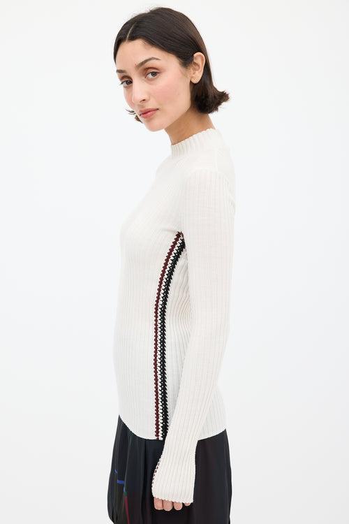 Chloé Cream & Multicolour Crochet Stripe Top