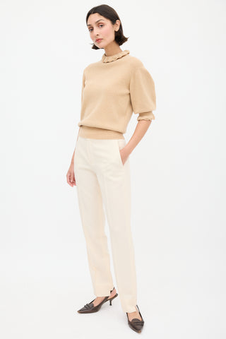 Chloé Cream Uneven Hem Tapered Trouser