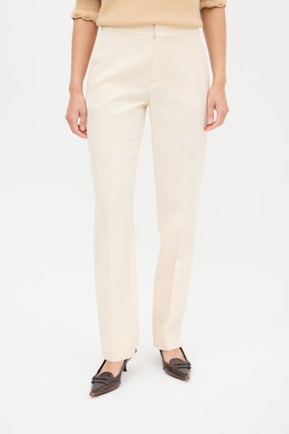 Chloé Cream Uneven Hem Tapered Trouser