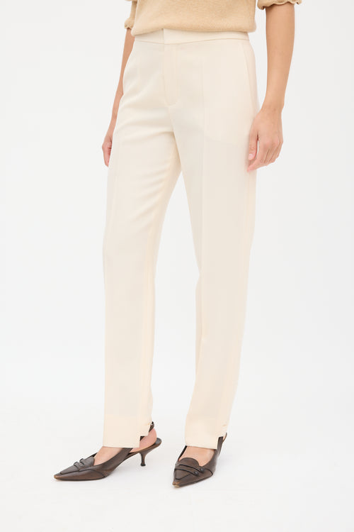 Chloé Cream Uneven Hem Tapered Trouser