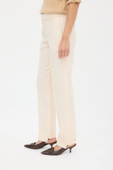 Chloé Cream Uneven Hem Tapered Trouser