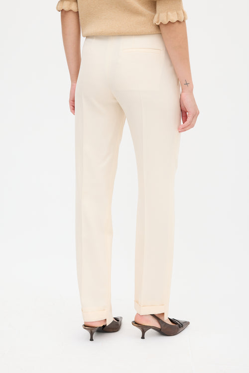 Chloé Cream Uneven Hem Tapered Trouser