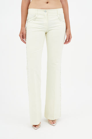Chloé Cream Studded Flare Trouser