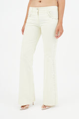 Chloé Cream Studded Flare Trouser