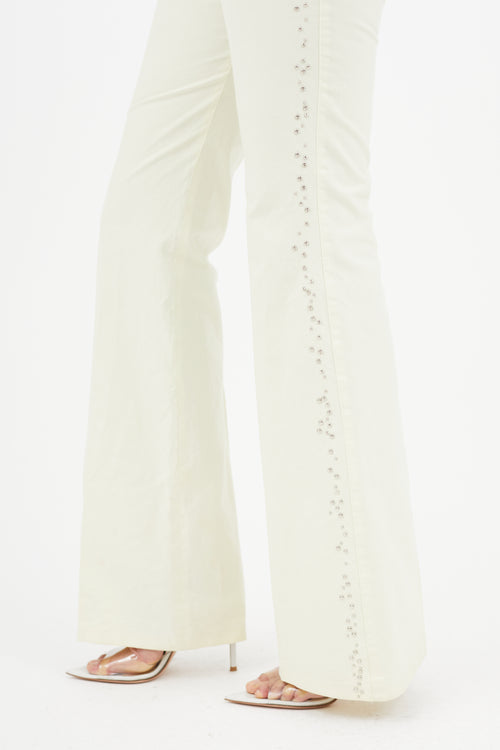 Chloé Cream Studded Flare Trouser