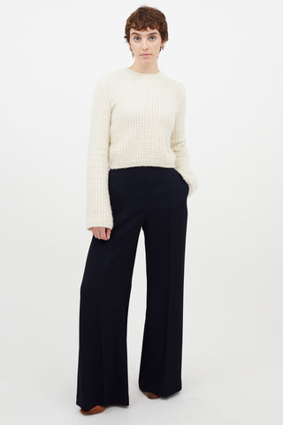 Chloé Cream Wool Cropped Knit Sweater